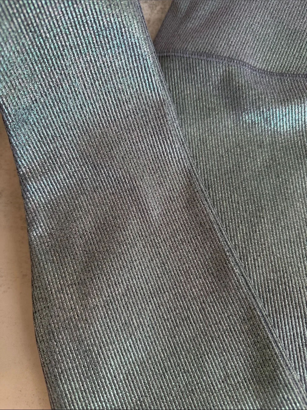 ALO Alosoft Ribbed Shimmery Legging and Bra Set